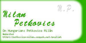 milan petkovics business card