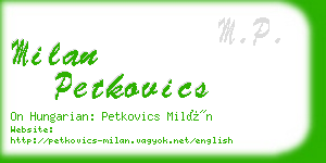 milan petkovics business card